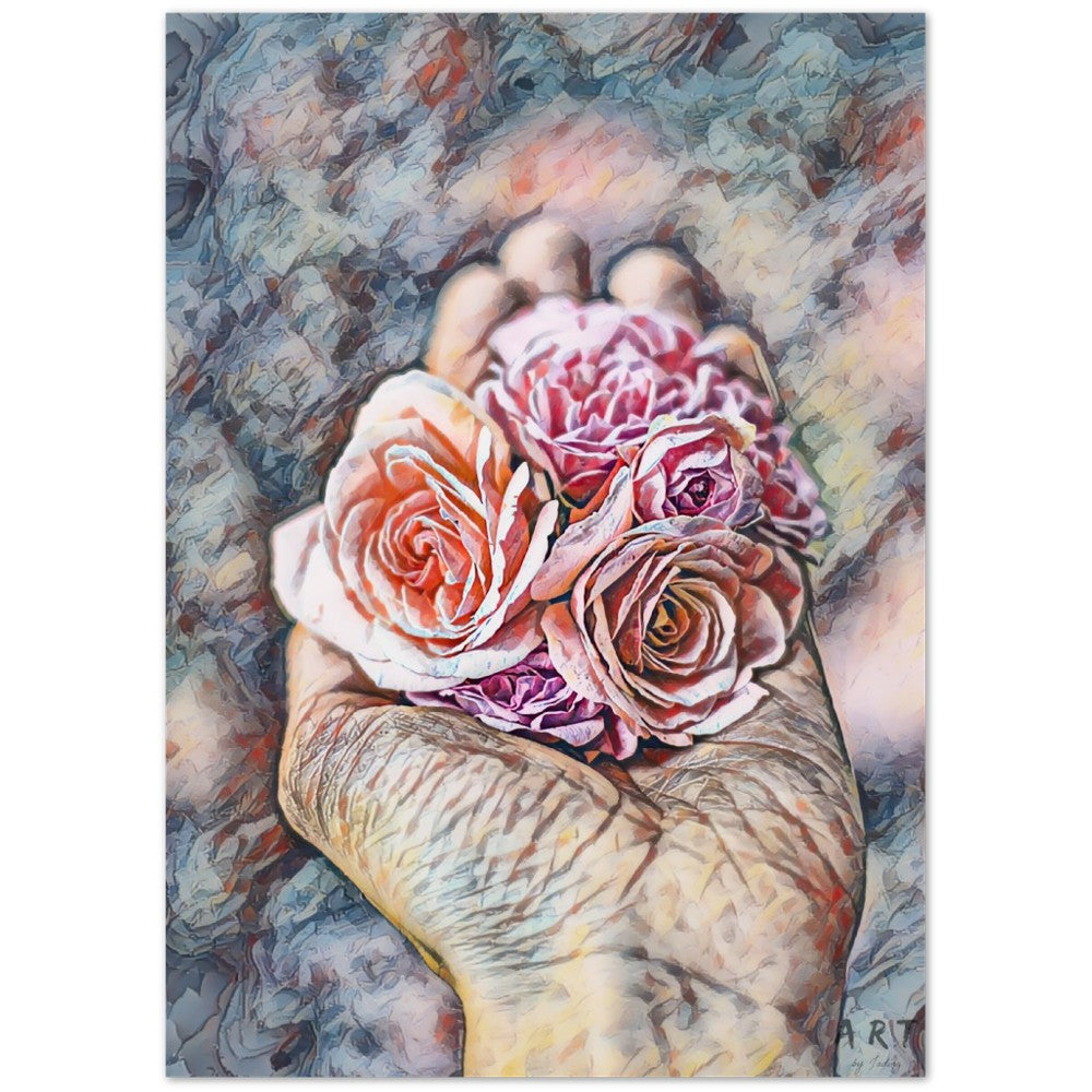 Premium Flower Poster - Rose in hand | Wall Art | Flower Painting | Printable wall art | Home decor | living room art | Bedroom painting |