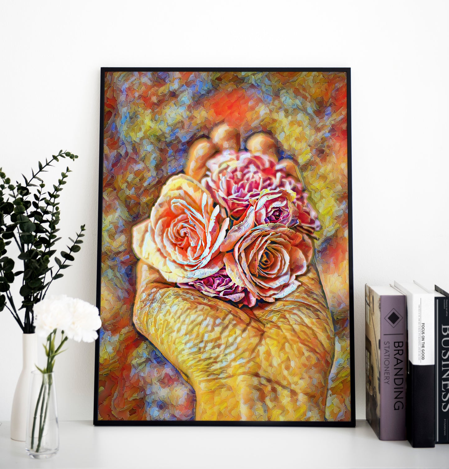 Premium Flower Poster - Rose | Wall Art | Flower Painting | Printable wall art | Home decor | living room art | Bedroom painting |