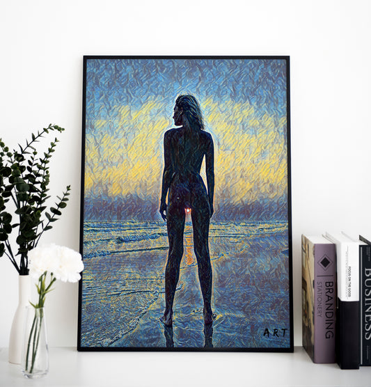 Female Premium Poster | Colorful Sexy Canva | Feminist Art | Modern Erotic Painting | Nude Art | Female Art Prints