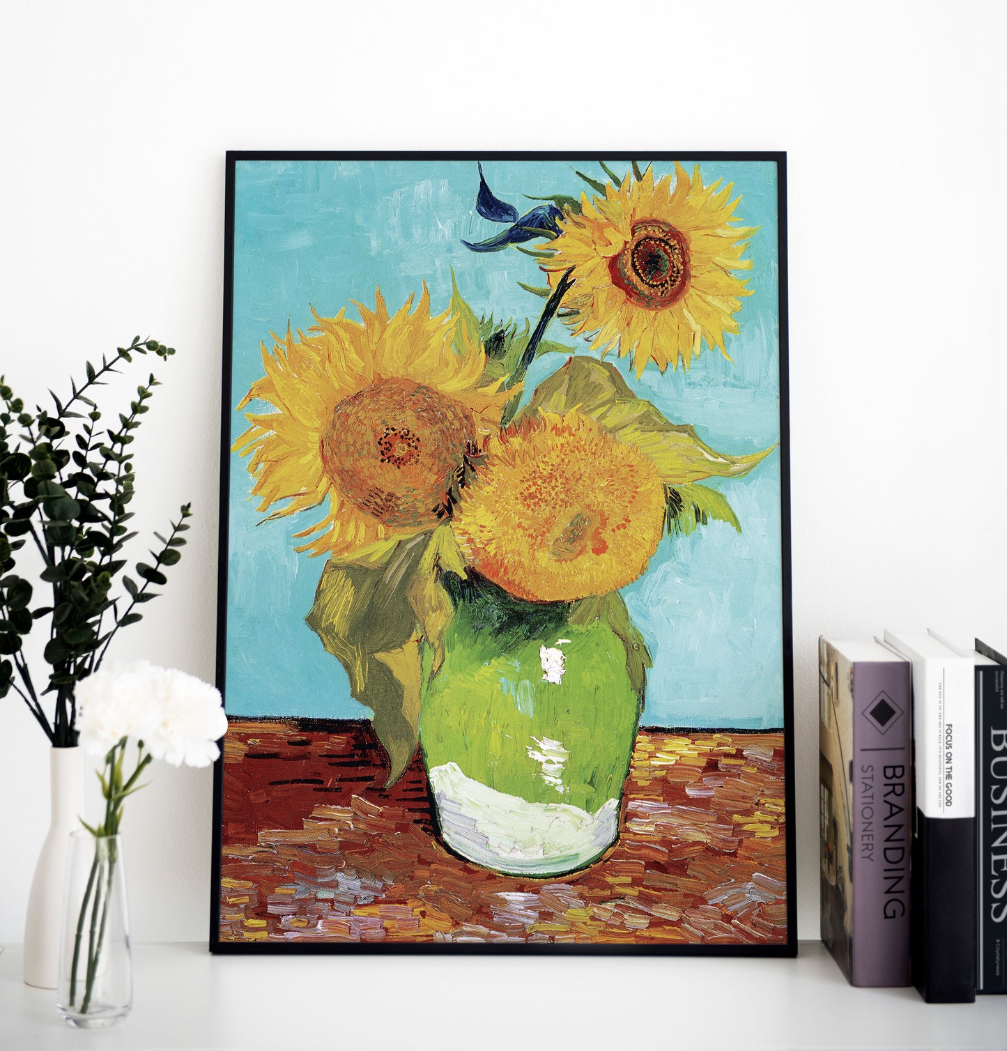 Van Gogh Poster - Three Sunflowers | Wall Art | Historical Painting | Printable Wall Art | Home Decor | Famous Art | Classical Artwork |